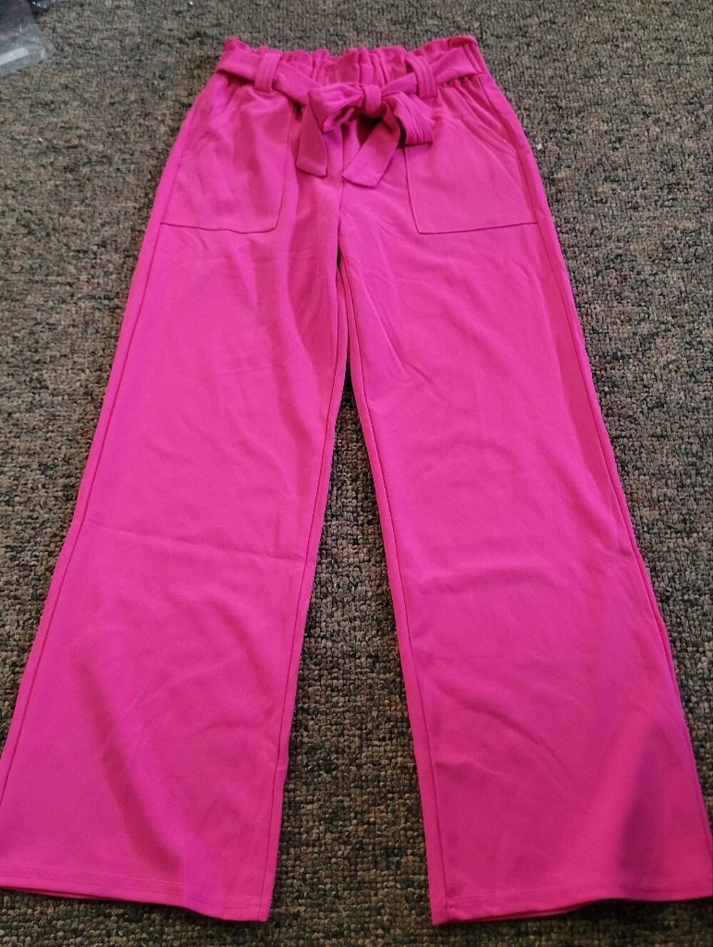 High-Waist Tie-Belt Wide-Leg Pants - Hot Pink